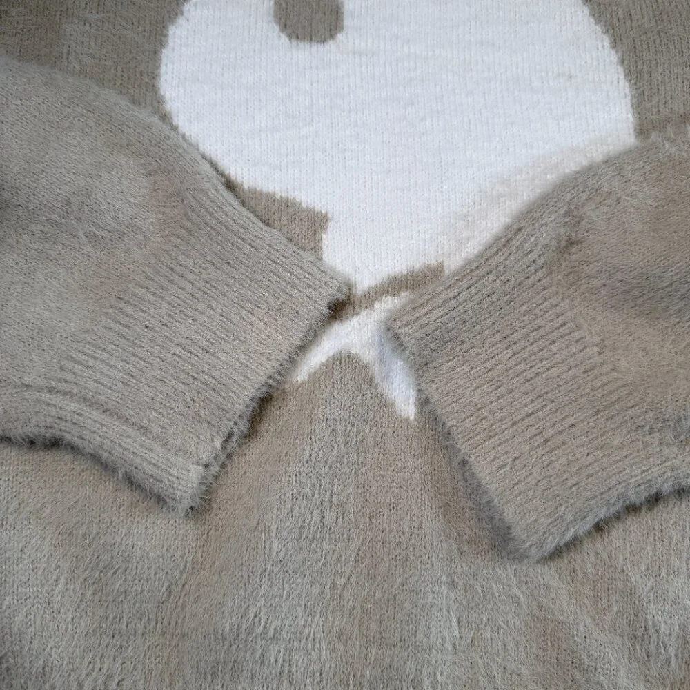 PLAYBOY Fuzzy Bunny Head PacSun Crew Neck Sweater Tan Beige XL